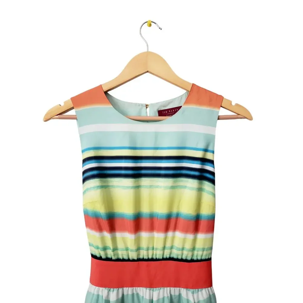 Ted Baker ILVA Sunset Stripe Midi Dress Multicolor Size 1 (US 4)